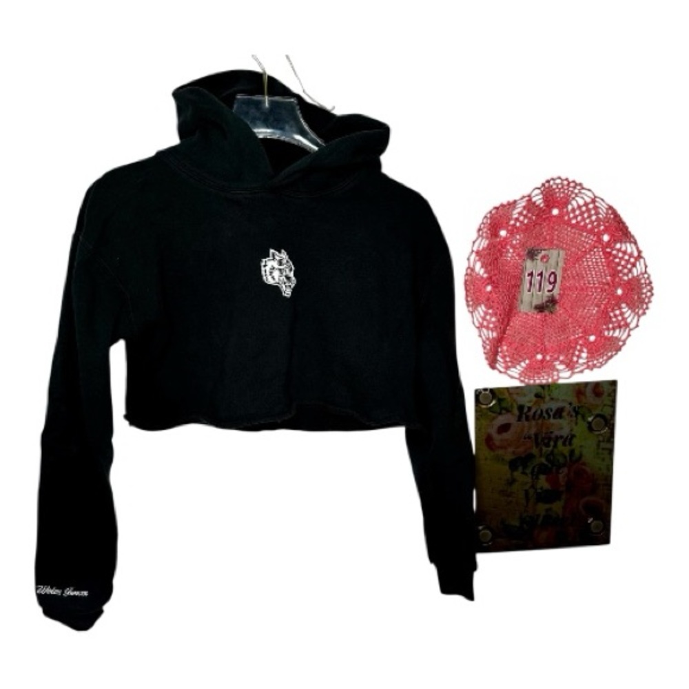 Darc Sport Black Cropped Hoodie "She Wolves Forever" Size XS